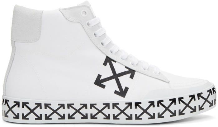 Off-White White Vulcanised Arrows Mid-Top Sneakers