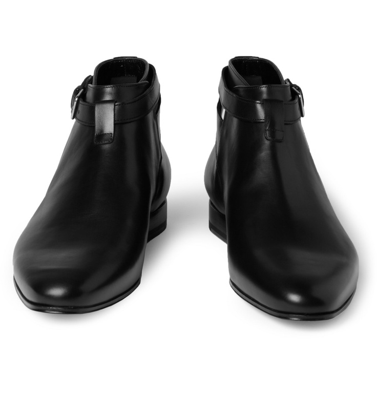 Saint Laurent Ankle-Strap Leather Boots