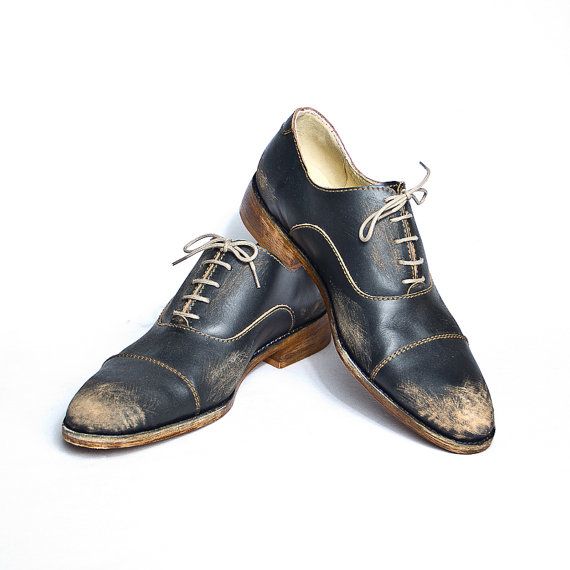 vintage inspired 1920s black beat up bespoke shoes by goodbyefolk, $225.00