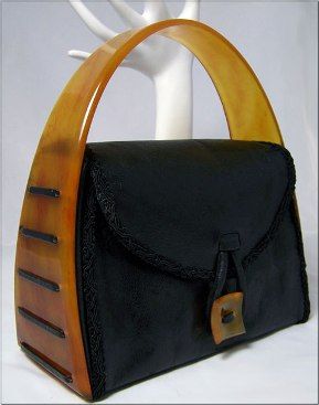 *1940s Lucite Leather Handbag *Permission and photo from the personal collection...