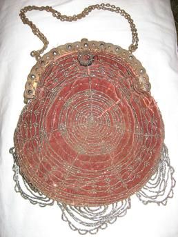 Victorian Beaded Bag spiderweb motif ca 1890