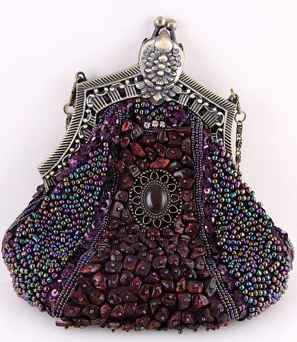 Vintage Victorian Rich Purple Beaded Evening Purse Bag | eBay