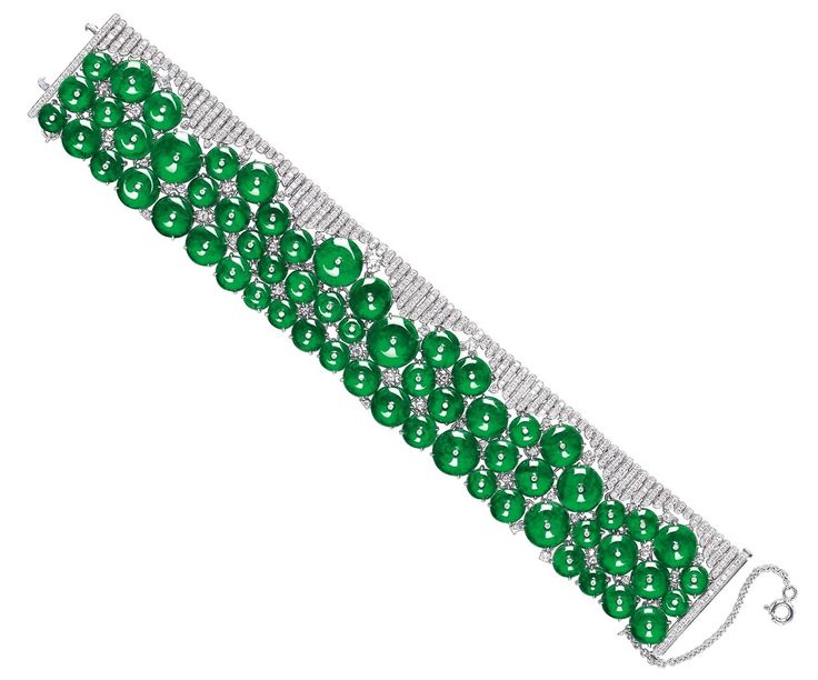 Jadeite ‘Huaigu’ and Diamond Bracelet