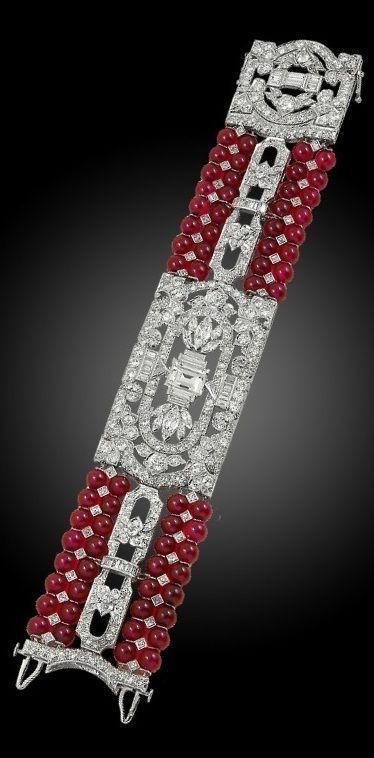 Ruby and diamond #artdeco bracelet. ~ETS #rubybracelet
