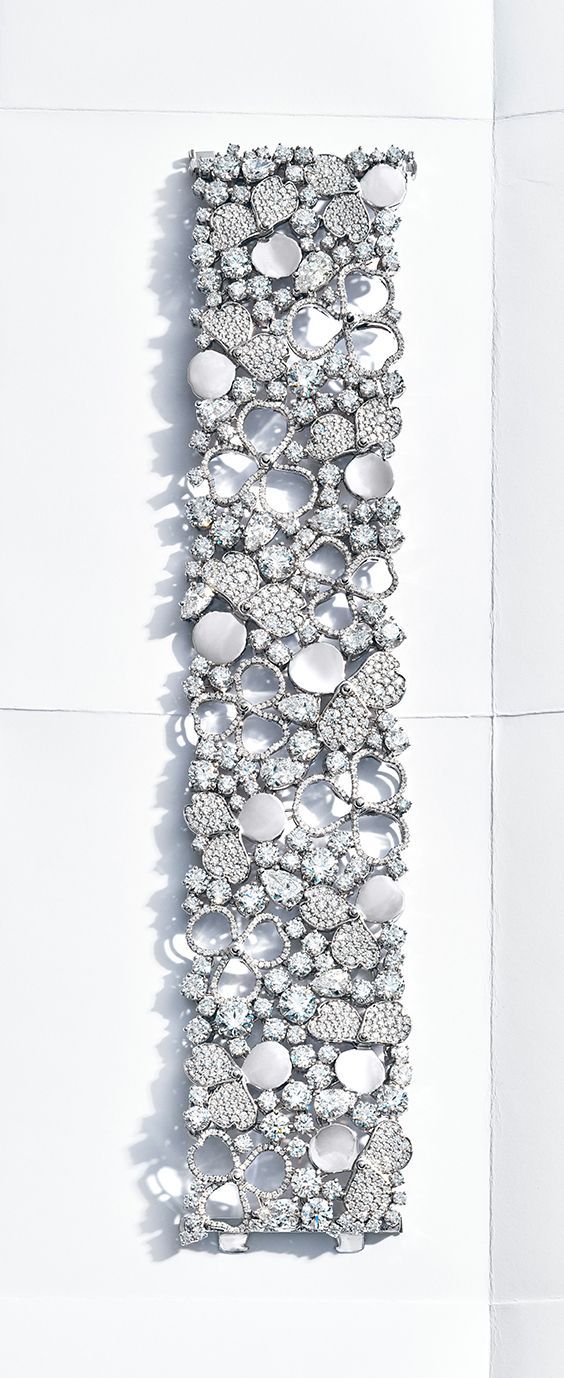 Tiffany Paper Flowers™ wide diamond bracelet in platinum.