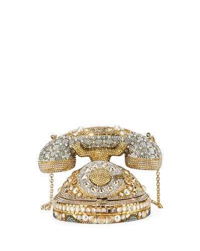Judith Leiber Couture Plaza Crystal Rotary Phone Minaudiere