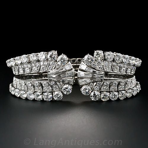 Diamond Platinum Cuff Bracelet, ca. 1950s