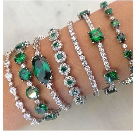 Emeralds diamonds. I don’t normally love emeralds, but…these bracelets would...