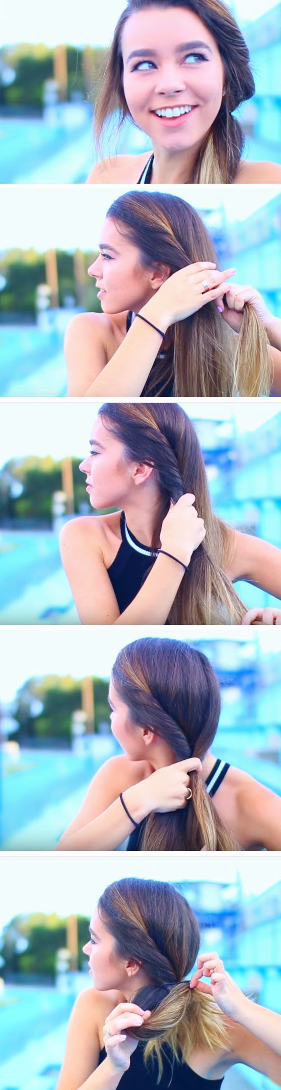 Low Rolled Pony | 24 DIY Back to School Hairstyles for Long Hair that are insane...