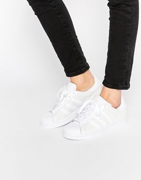 adidas Orginals White Leather Snake Effect Superstar Sneakers