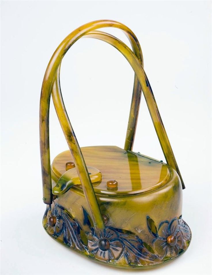 Llevellyn Gorgeous Bakelite Carved Lucite Hand Bag Purse, circa 1920/30s...