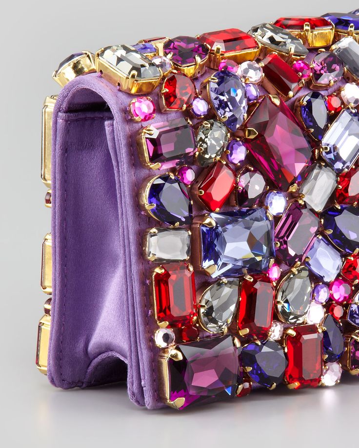 Prada Jeweled Satin Clutch Bag, Purple - Neiman Marcus