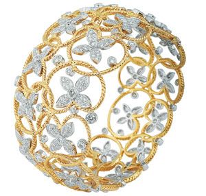 Diamond flower and twisted gold wire bangle by Bapalal Keshavlal...