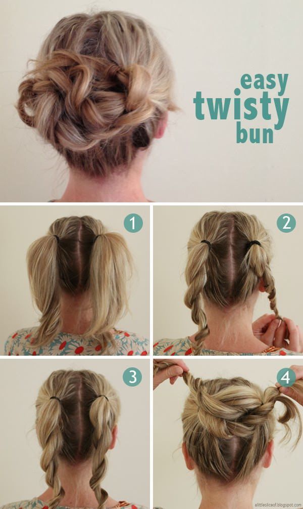 Easy Twisty Bun | 10 Beautiful & Effortless Updo Hairstyle Tutorials for Medium ...