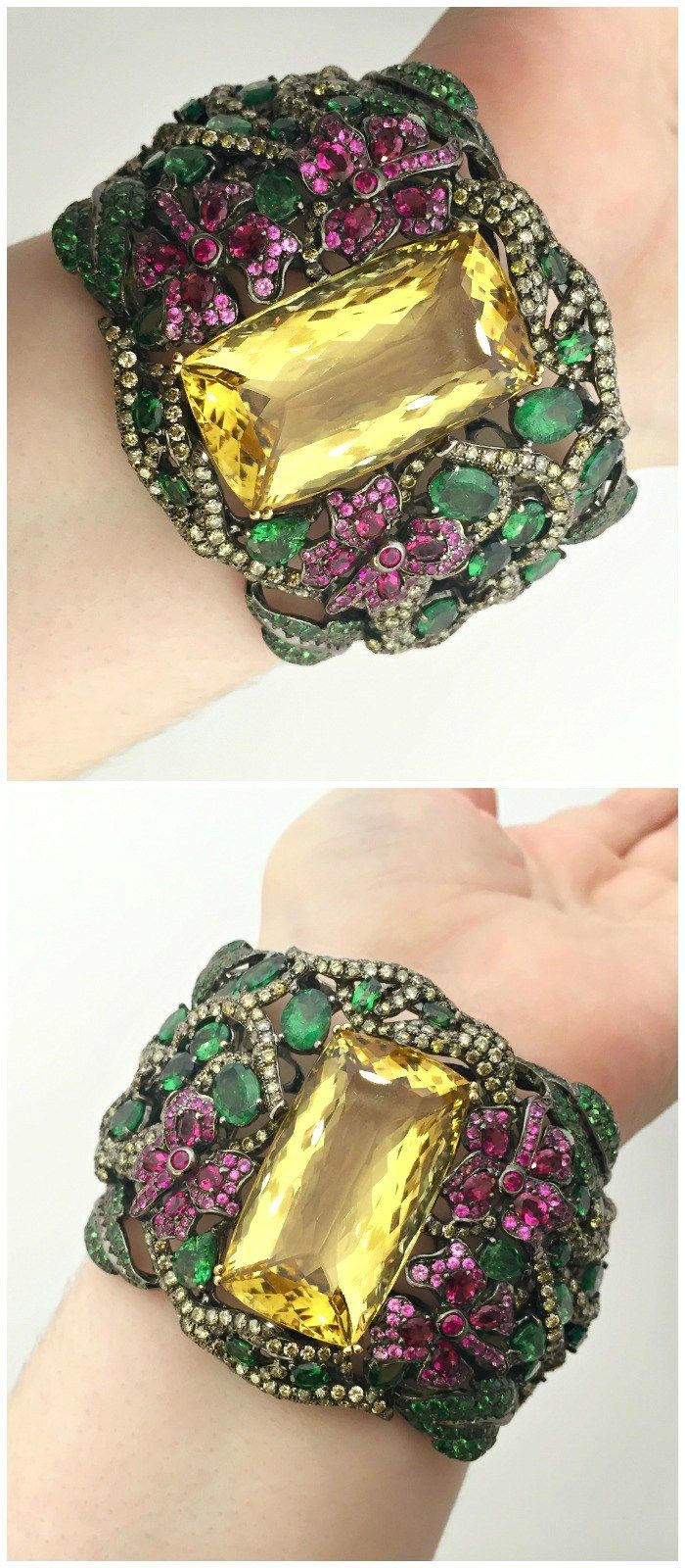 A beautiful and dramatic gemstone cuff by Wendy Yue.