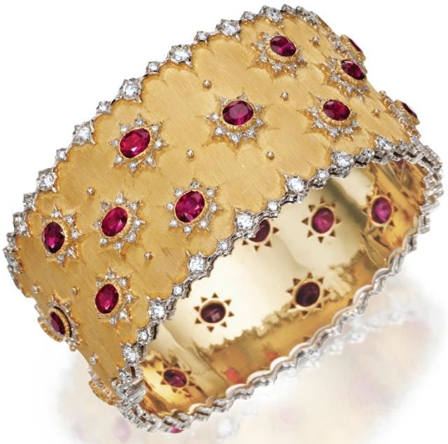 Buccellati gold, ruby, and diamond bracelet. #TuscanyAgriturismoGiratola