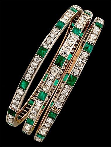 Circa 1930 Diamond & Emerald Bangles - Would love as a ring with the birthstone ...