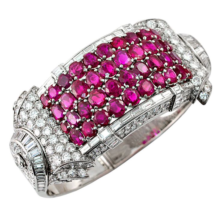 French Ruby and Diamond Bangle | From a unique collection of vintage bangles at ...