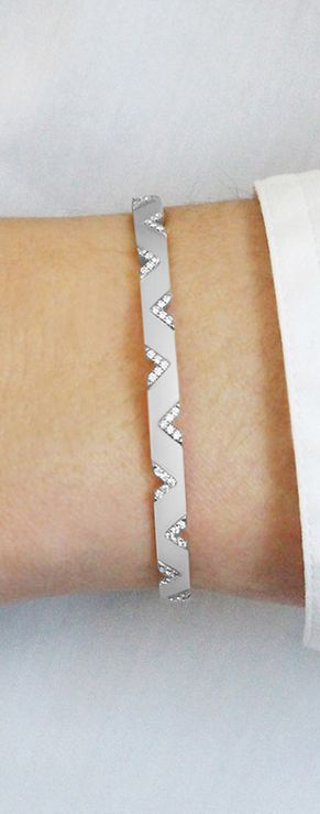 Wear this sandblasted chevron cuff as a luxurious touch to everyday looks. #diam...
