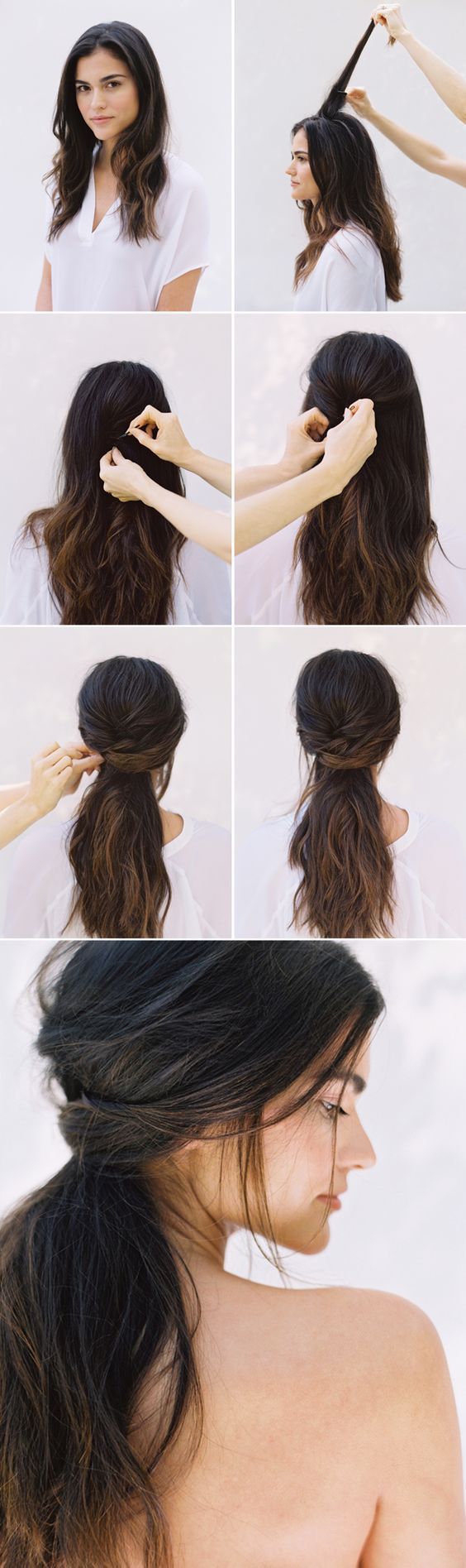 Beauty tips, step by step low ponytail tutorial.