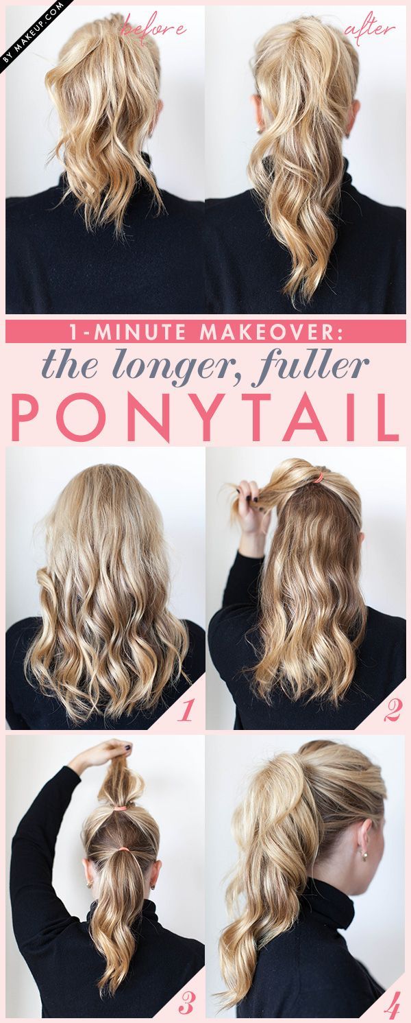 Fake a fuller ponytail by doing the double-ponytail trick. DIY. Step by step. Ha...