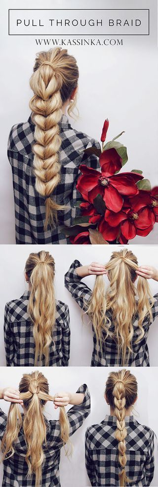 Pull though braid. Step by step, updo ideas if you have a lot of long hair.