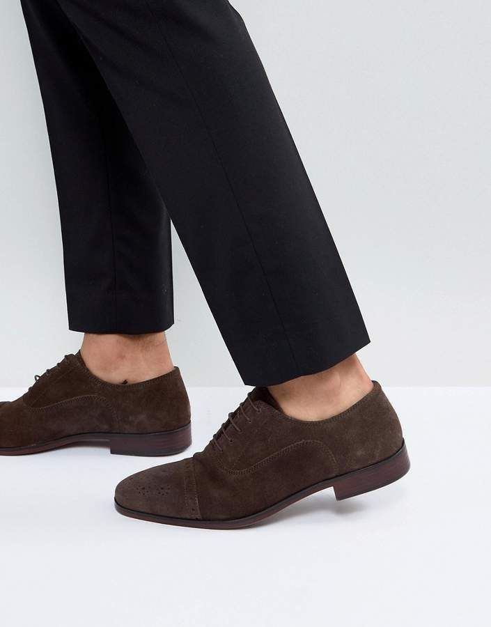 ASOS Brogue Shoes In Brown Suede With Natural Sole