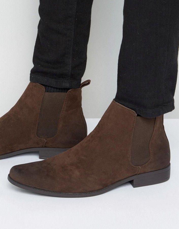 ASOS Chelsea Boots in Brown Faux Suede