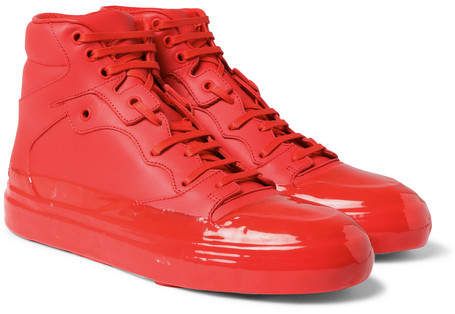 Balenciaga Rubberised-Leather High-Top Sneakers
