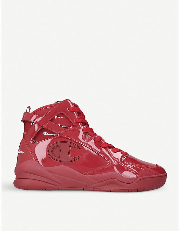 Champion Zone ’93 patent leather high-top trainers