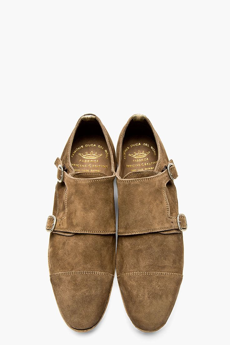 OFFICINE CREATIVE Brown Suede Monk Strap JANUS Shoes