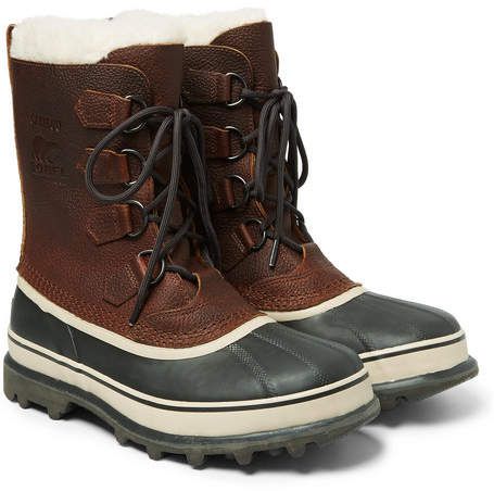 Sorel Caribou Faux Shearling-Trimmed Waterproof Leather And Rubber Snow Boots