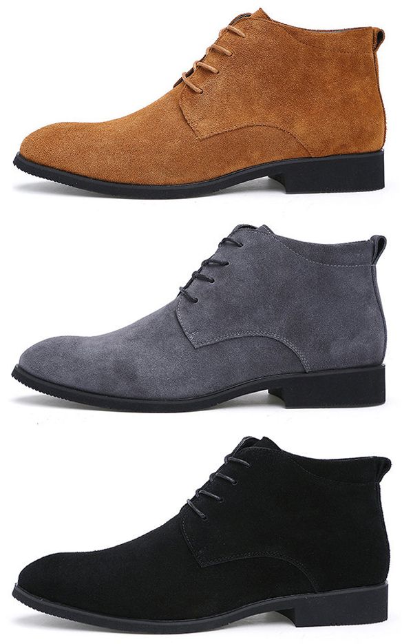 US$43.98 Men Cow Leather Pointed Toe Plush Lining Casual Boots#shoes #fall
