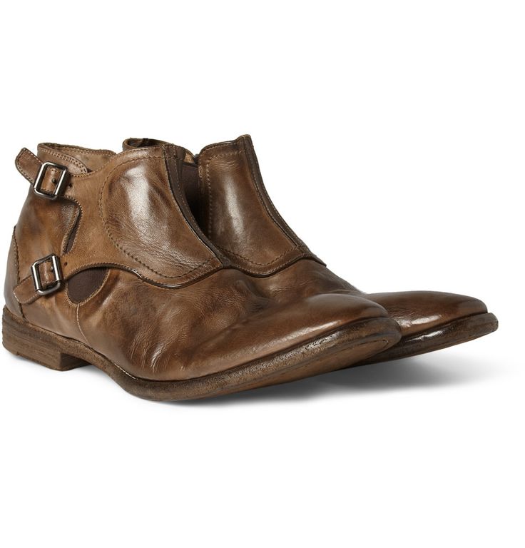 YES PLEASE! Alexander McQueen Buckled Worn-Leather Chelsea Boots | MR PORTER