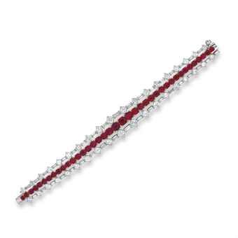 A RUBY AND DIAMOND BRACELET, BY FAIDEE Price realised HKD 1,000,000 USD 129,505 ...