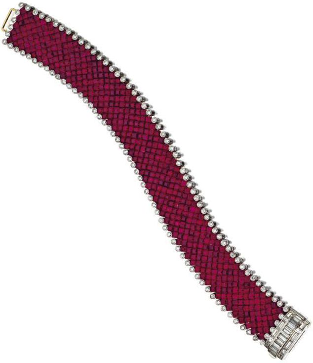 Aletto Brothers - Invisible-set ruby and diamond bracelet - The flexible strap i...