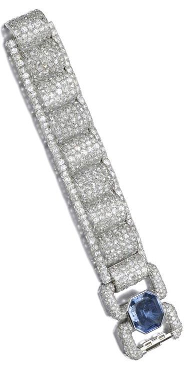 Best Diamond Bracelets : SAPPHIRE AND DIAMOND BRACELET, 1930S Designed as a seri...