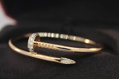 Details about Cartier Juste un Clou Double Nail Bracelet w/ Diamonds in 18k Rose Gold Size 17