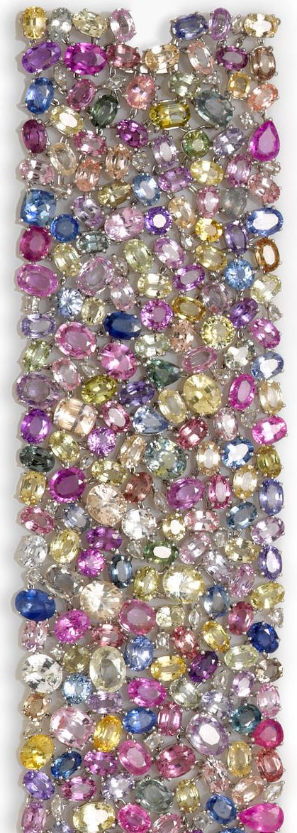 Colorful sapphire and diamond bracelet. Via Diamonds in the Library.