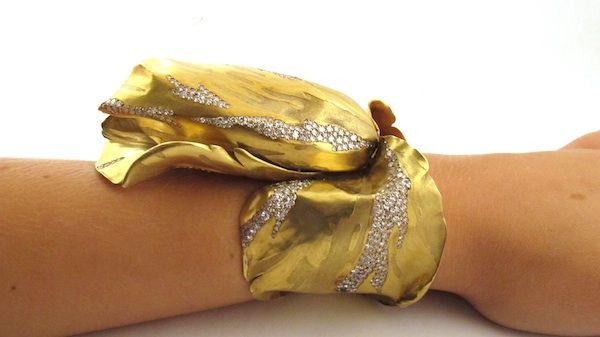 JAR gold and diamond tulip bangle photographed by Vanessa Cron, jewelry archivis...