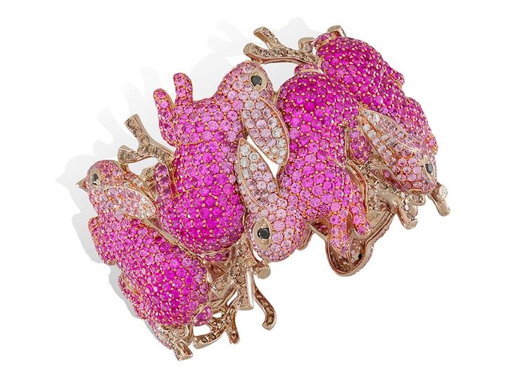 Lydia Courteille pink tourmaline and pink sapphire fine jewellery bracelet from ...