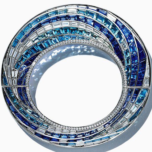 Tiffany & Co. Prism Wave Bracelet in platinum with sparkling rows of sapphires, ...