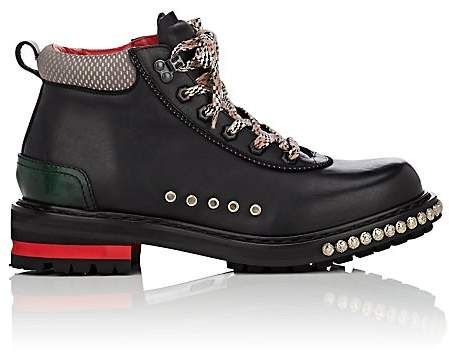 Alexander McQueen Men's Leather Studded Hiking Boots