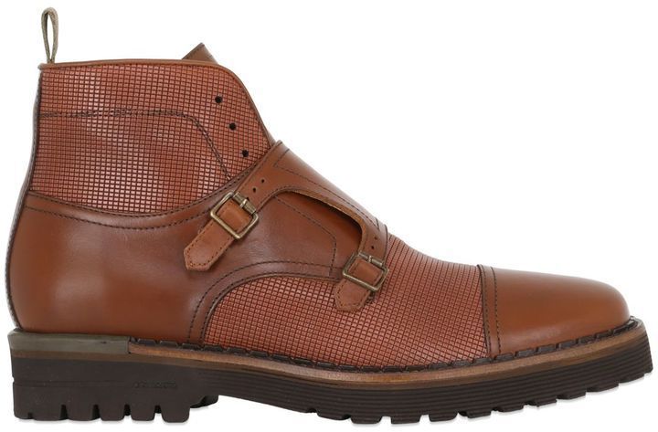 Double Monk Strap Leather Ankle Bootsm