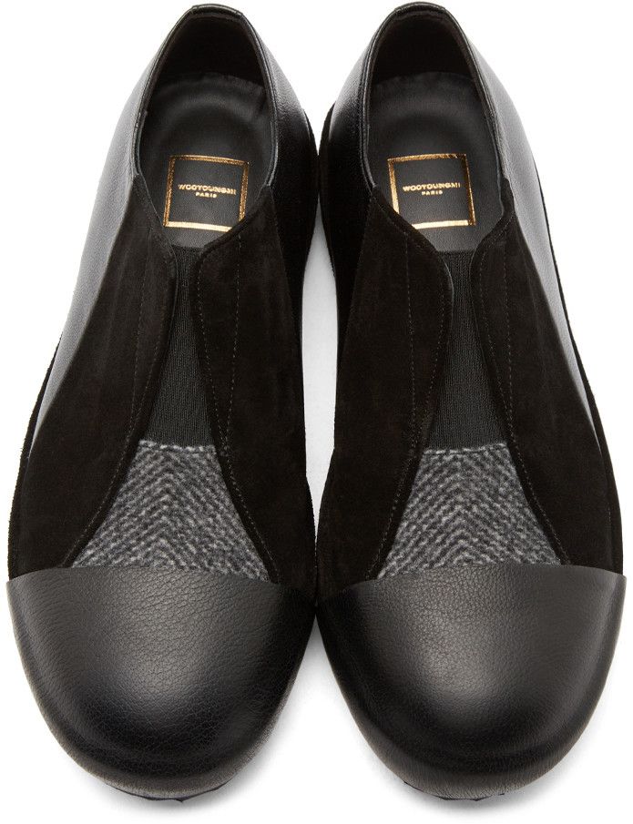 Wooyoungmi Black Panelled Slip-On Shoes