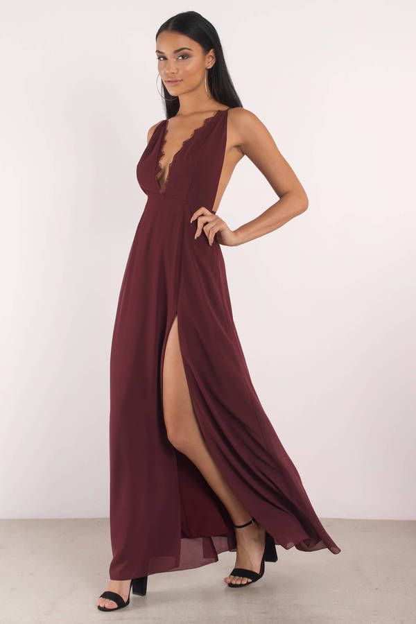 Search Raelyn High Slit Wine Maxi Dress on Tobi.com! #ShopTobi #fashion shop buy...