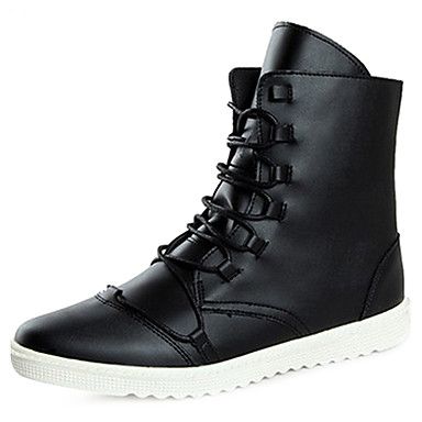 Men's Shoes Combat Boots Flat Heel Leather Boots Mid-Calf Boots Shoes More C...