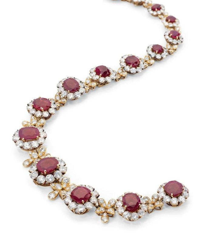 A Burmese ruby and diamond necklace, by Van Cleef & Arpels