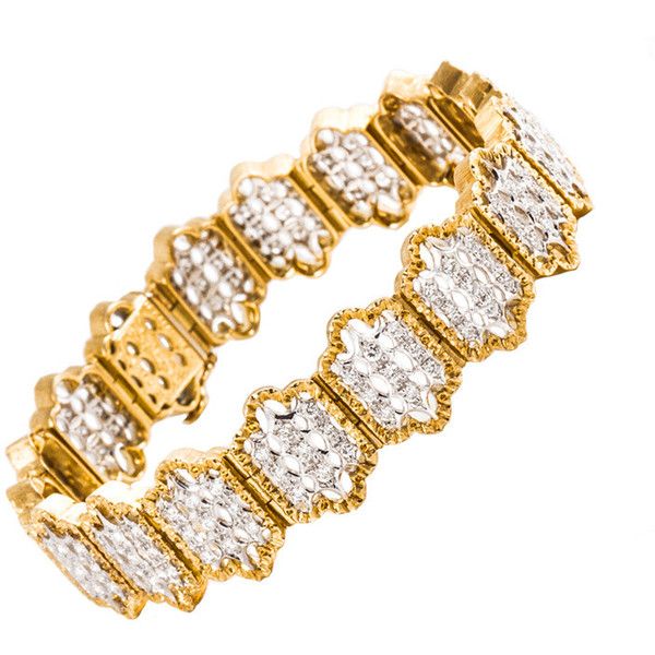 Preowned Buccellati Diamond Two Color Gold Bracelet ($28,500) ❤ liked on Polyv...