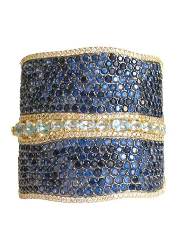 sparkling diamonds and sapphires cuff